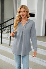 Long Sleeve Hooded Blouse - Flyclothing LLC