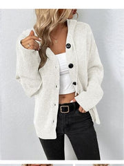 Drawstring Button Up Hooded Cardigan - Trendsi