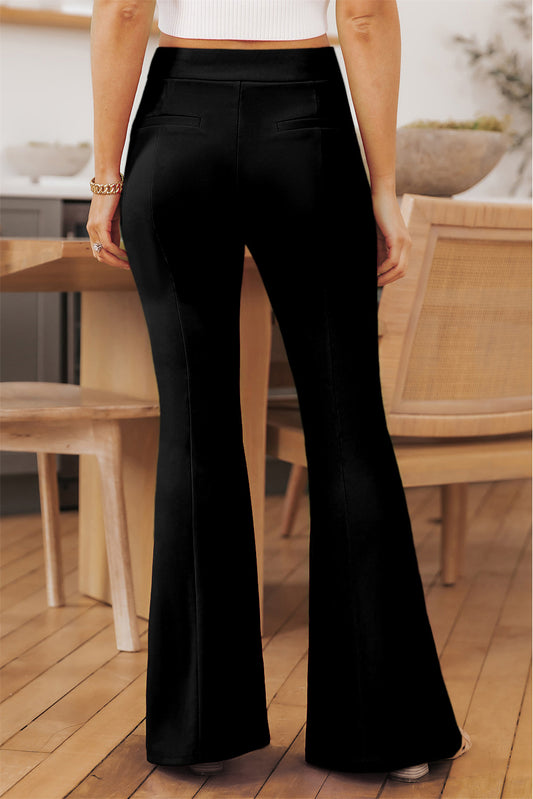 Front Slit Flare Leg Pants - Flyclothing LLC