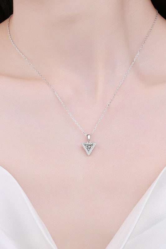 925 Sterling Silver Triangle Moissanite Pendant Necklace - Flyclothing LLC