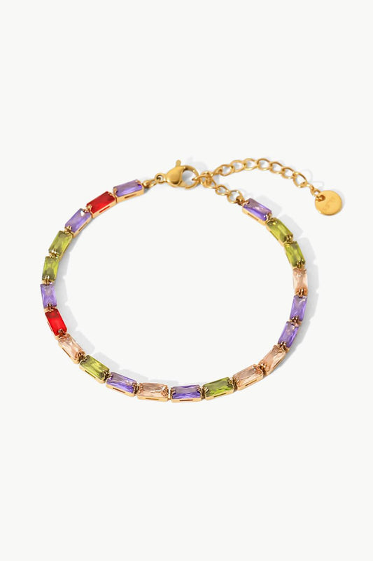 18K Gold Plated Multicolored Cubic Zirconia Bracelet - Flyclothing LLC