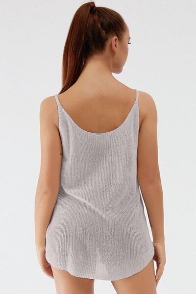 Scoop Neck Spaghetti Strap Knit Cami - Flyclothing LLC