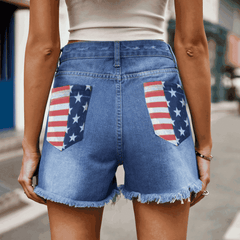 US Flag Distressed Denim Shorts - Flyclothing LLC