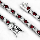 Alamode Rhodium Brass Bracelet with Synthetic Garnet in Ruby - Flyclothing LLC