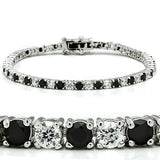 Alamode Rhodium Brass Bracelet with AAA Grade CZ in Black Diamond - Flyclothing LLC