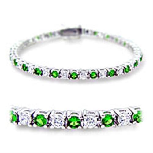 Alamode Rhodium Brass Bracelet with Synthetic Spinel in Emerald - Alamode