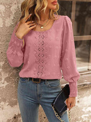 Swiss Dot Lace Detail Blouse - Flyclothing LLC