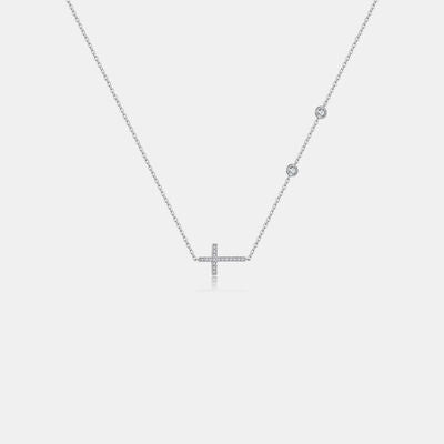 Zircon 925 Sterling Silver Cross Necklace - Flyclothing LLC