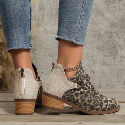 Contrast Canvas Low Heel Boots - Flyclothing LLC