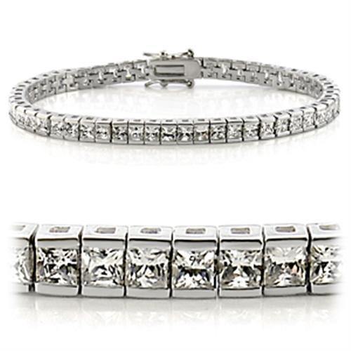 Alamode Rhodium Brass Bracelet with AAA Grade CZ in Clear - Alamode