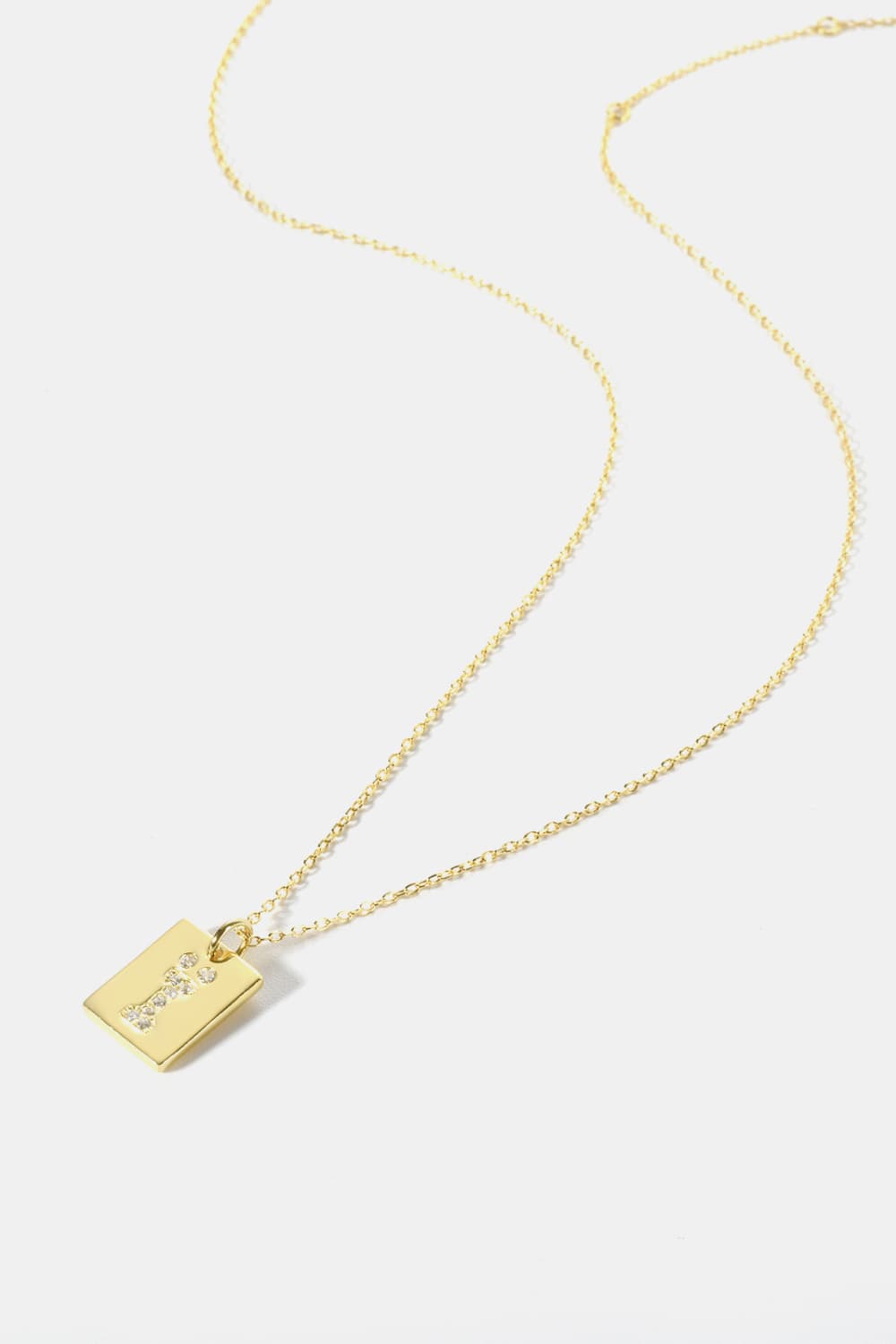 Inlaid Zircon Rectangle Pendant Necklace - Flyclothing LLC