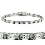 Alamode Rhodium Brass Bracelet with AAA Grade CZ in Clear - Flyclothing LLC