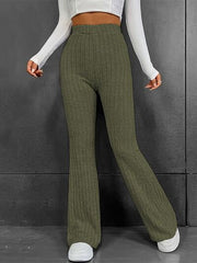 Ribbed High Waist Bootcut Pants - Flyclothing LLC