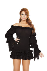 Roma Costume Ruffled Pirate Dress with Sleeves & Multi Layered Skirt