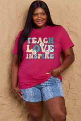 Simply Love Full Size TEACH LOVE INSPIRE Graphic Cotton T-Shirt - Flyclothing LLC