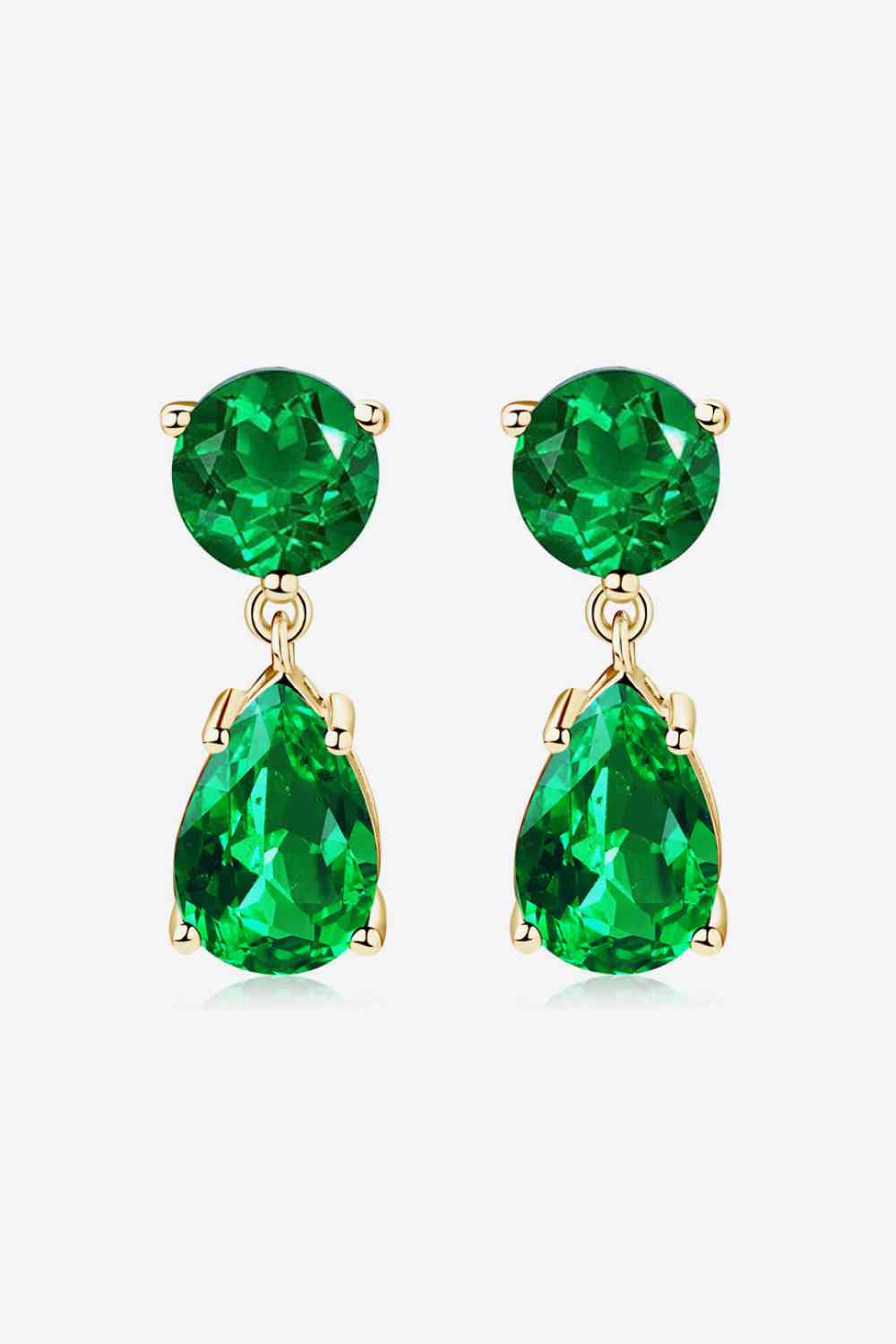 Lab-Grown Emerald Drop Earrings - Flyclothing LLC