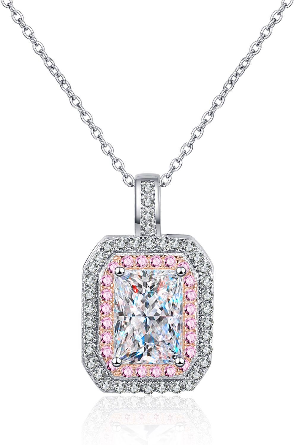 1 Carat Moissanite Geometric Pendant Chain Necklace - Flyclothing LLC