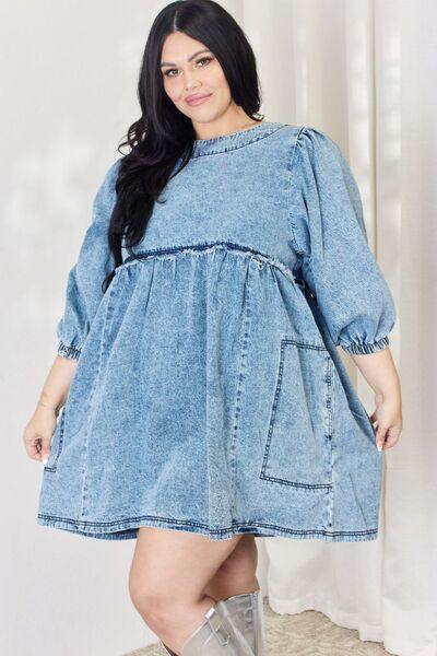 HEYSON Full Size Oversized Denim Babydoll Dress - Flyclothing LLC