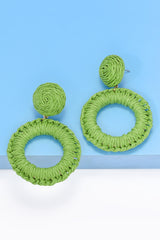 Round Shape Raffia Grass Dangle Earrings - Flyclothing LLC