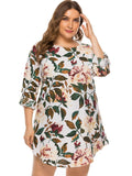 Full Size Floral Long Sleeve Mini Dress - Flyclothing LLC