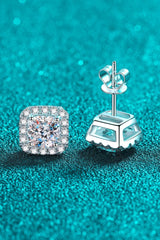 925 Sterling Silver Inlaid 2 Carat Moissanite Square Stud Earrings - Trendsi