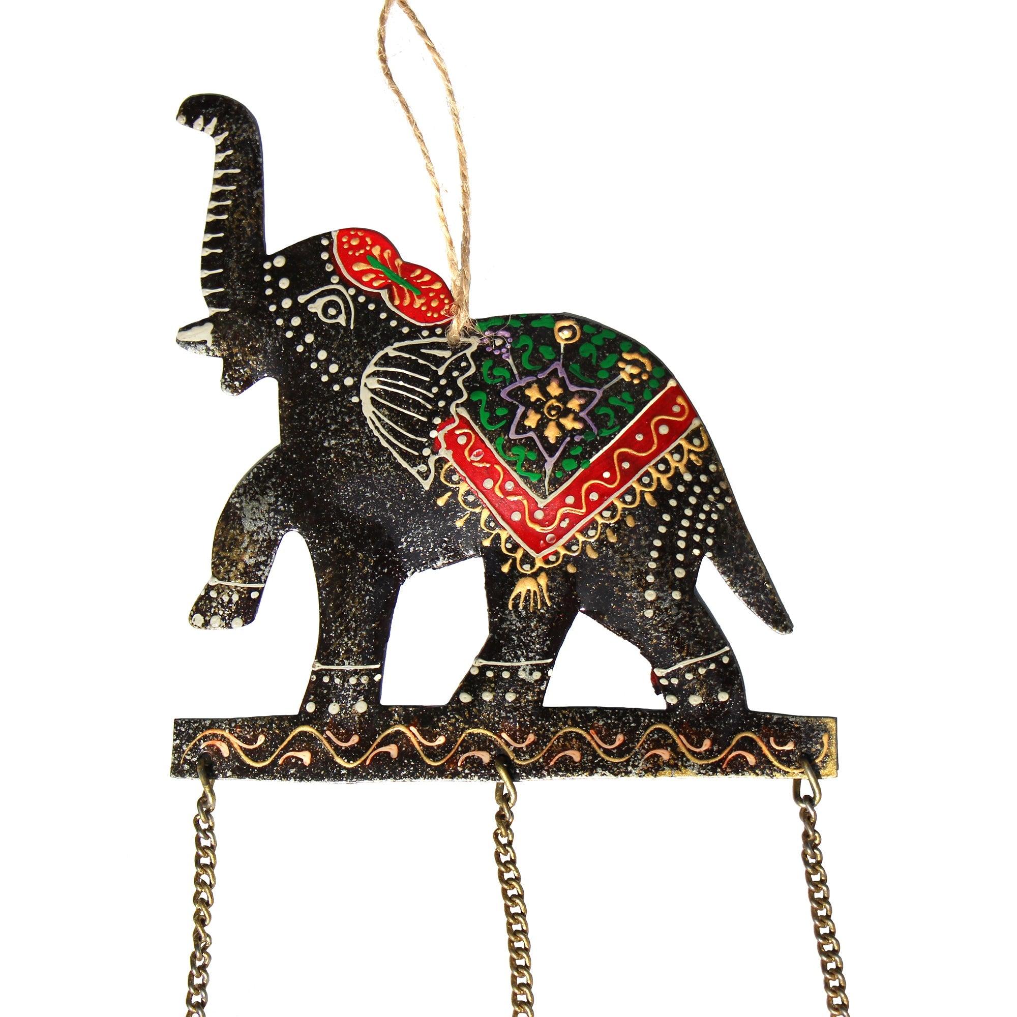 Embossed Elephant Chime, Hand-painted Recycled Iron - Flyclothing LLC