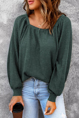 Square Neck Waffle-Knit Top - Flyclothing LLC