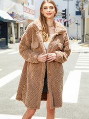 Texture Button Up Dropped Shoulder Coat - Flyclothing LLC