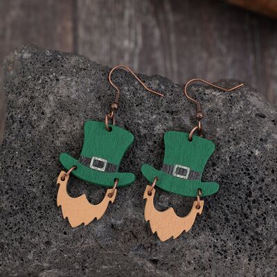 Wooden Hat Shape Dangle Earrings - Flyclothing LLC