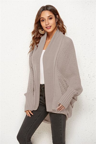 Open Front Batwing Sleeve Cardigan - Flyclothing LLC