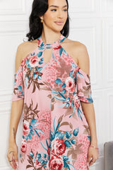 Sew In Love Full Size Fresh-Cut Flowers Cold-Shoulder Dress - Flyclothing LLC