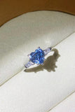 1 Carat Moissanite Heart-Shaped Platinum-Plated Ring in Blue - Flyclothing LLC