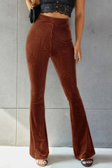 Ribbed High Waist Flare Pants - Flyclothing LLC