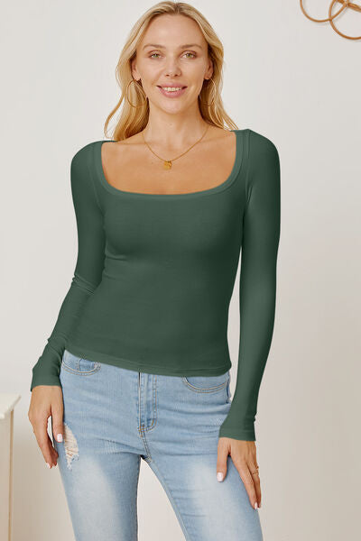 Square Neck Long Sleeve T-Shirt - Flyclothing LLC