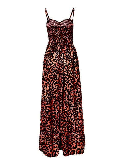 Leopard Sweetheart Neck Cami Dress - Trendsi