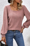 Square Neck Puff Sleeve Blouse - Flyclothing LLC