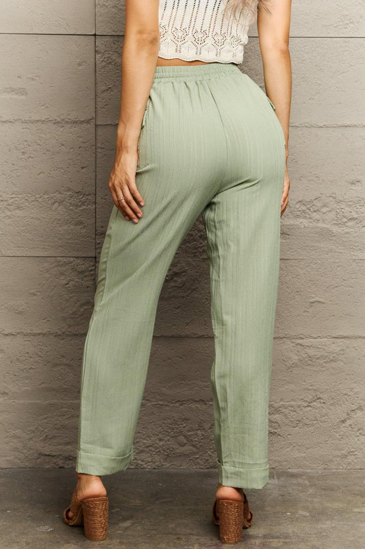 Tie Waist Long Pants - Trendsi