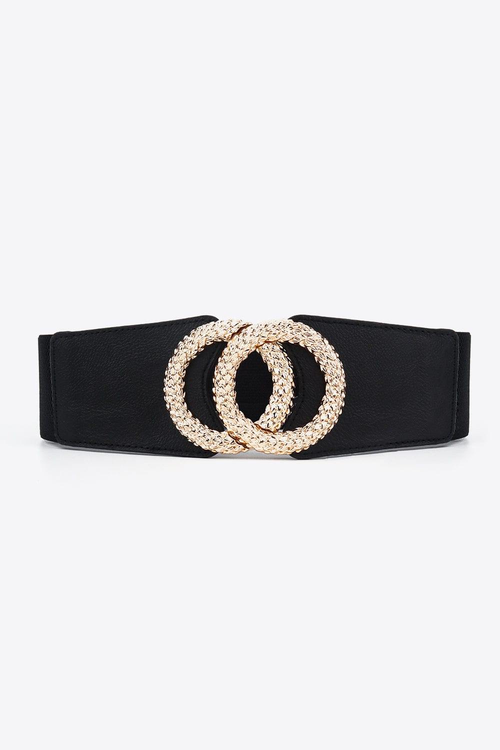 Circle Buckle Elastic Wide PU Belt - Trendsi