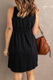 Sleeveless Button Down Mini Dress - Flyclothing LLC