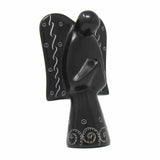 Soapstone Angel Sculpture - Black Finish with Etch Design - Flyclothing LLC