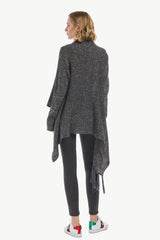 One-Button Tassel Tie Asymmetrical Hem Cardigan - Flyclothing LLC