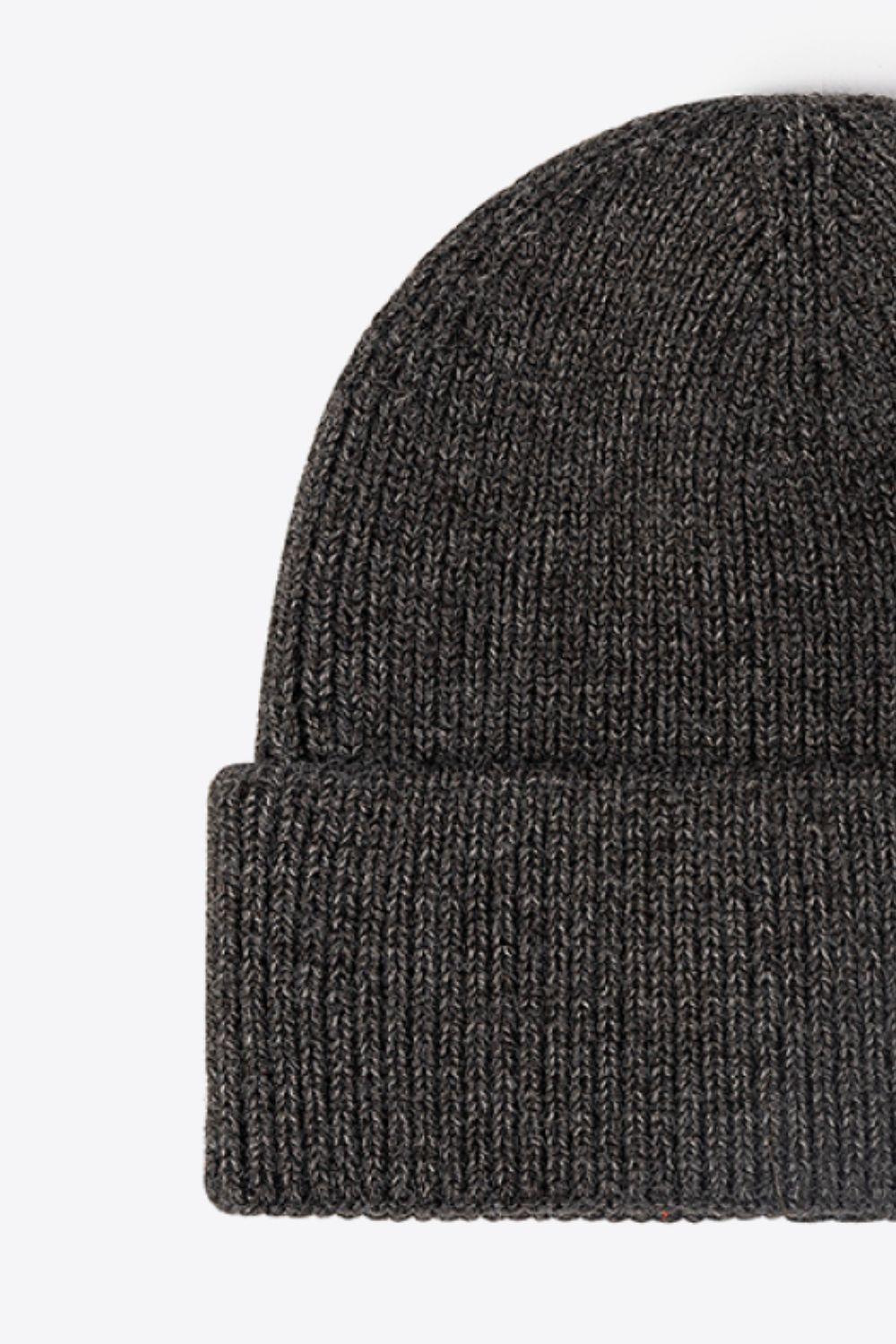 Letter N Patch Cuffed Knit Beanie - Flyclothing LLC