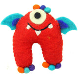 Hand Felted One-Eyed Red Tooth Monster with Wings - Global Groove - Flyclothing LLC