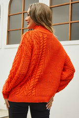 Cable-Knit Turtle Neck Long Sleeve Sweater - Flyclothing LLC