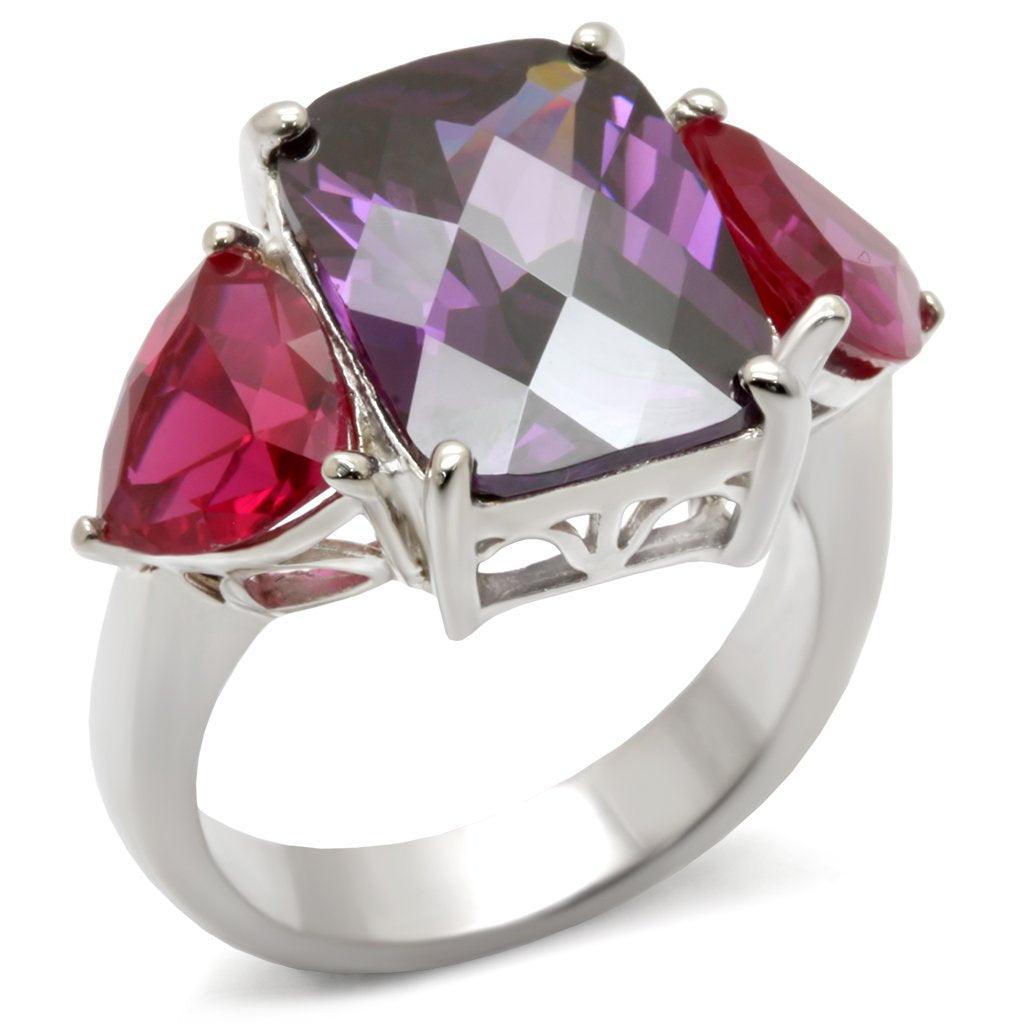 Alamode 925 Sterling Silver, AAA CZ , Amethyst - Flyclothing LLC