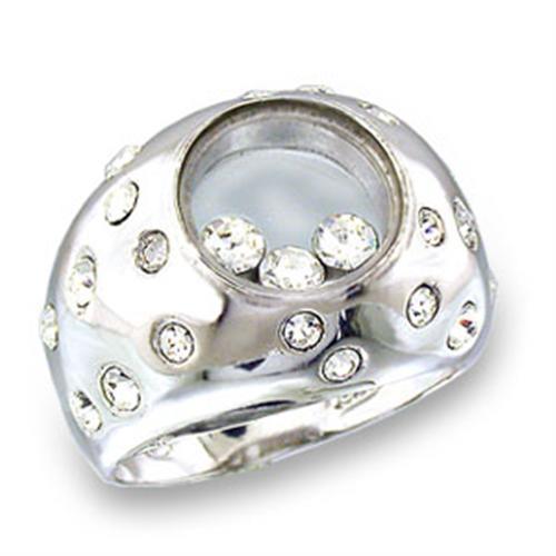 Alamode High-Polished 925 Sterling Silver Ring with Top Grade Crystal in Clear - Alamode