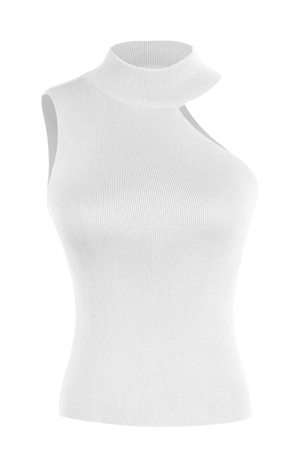 Asymmetrical Sleeveless Rib-Knit Top - Trendsi