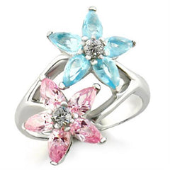 Alamode High-Polished 925 Sterling Silver Ring with AAA Grade CZ in Multi Color - Flyclothing LLC