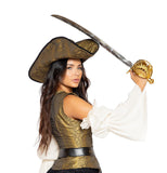 Roma Costume Gold Skull Pirate Hat