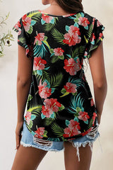 Printed Round Neck Short Sleeve T-Shirt - Flyclothing LLC